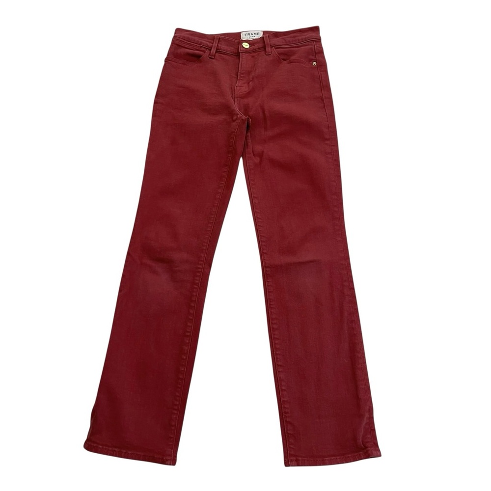 FRAME Le High Straight Red Cropped Jeans Womens Size 26 High Rise Denim